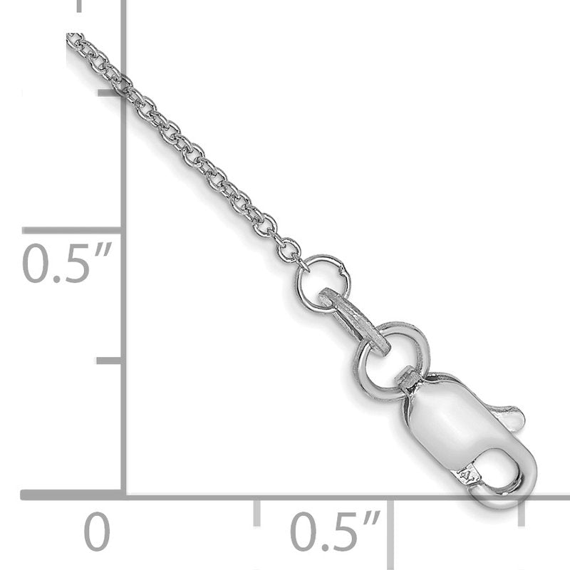 14K White Gold 14 inch 1mm Round Open Link Cable with Lobster Clasp Chain