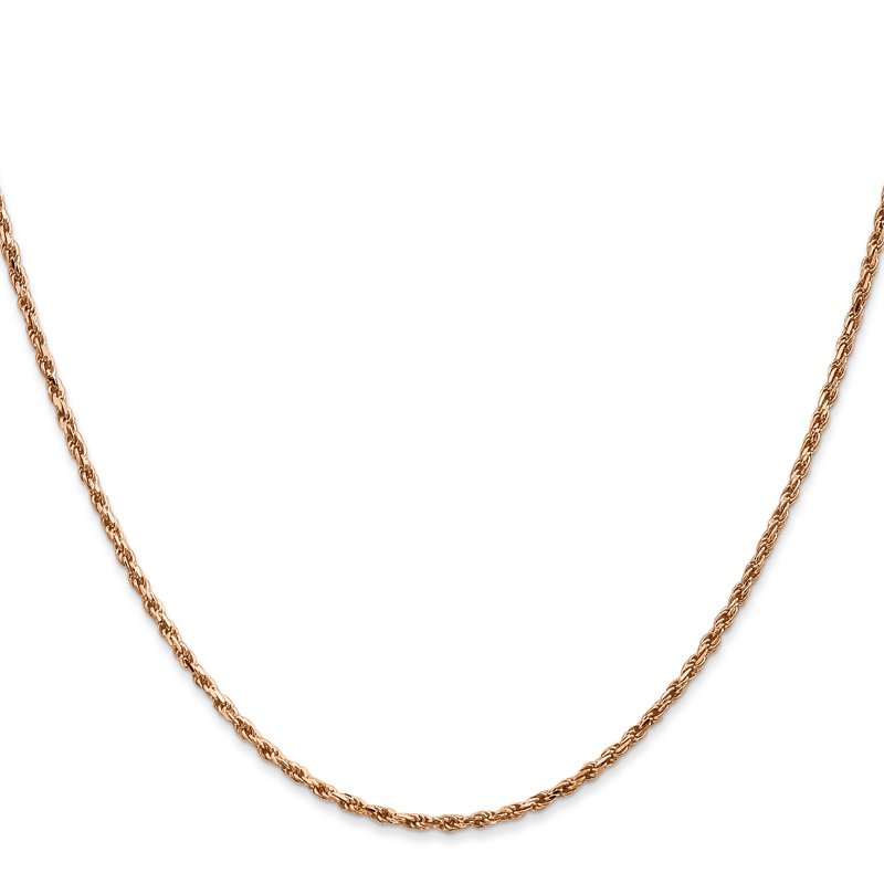 14K Rose Gold 10 inch 1.8mm Diamond-cut Man Made Rope with Lobster Clasp Anklet