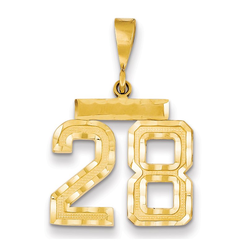 14k Medium Diamond-cut Number 28 Charm