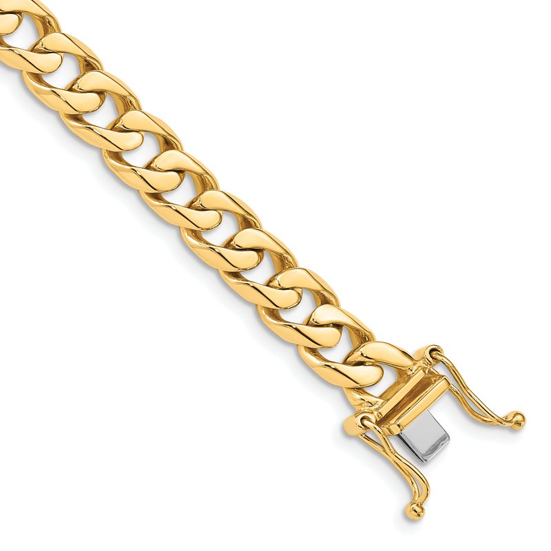 14K 20 inch 7.5mm Hand Polished Flat Beveled Curb Link with Box Catch Clasp Chain