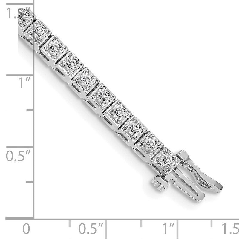 14k White Gold Complete 1.75 carat Round AAA Diamond 4-prong 7 inch Tennis Bracelet