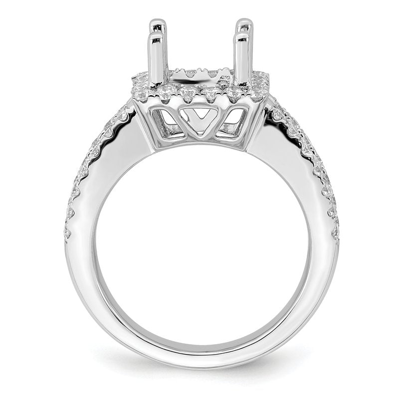 14K White Gold 3/4 carat Lab Grown Diamond VS/SI  D E F  Semi Mount Princess Halo Engagement Ring