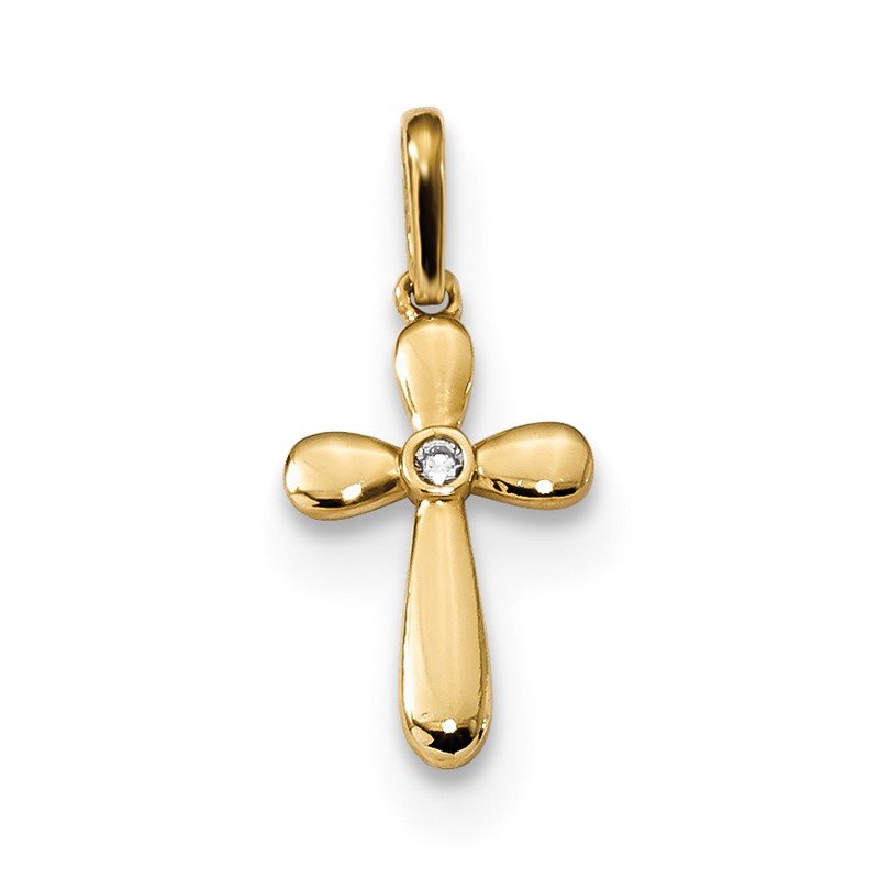 14k Childrens CZ Cross Pendant