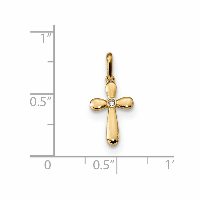 14k Childrens CZ Cross Pendant