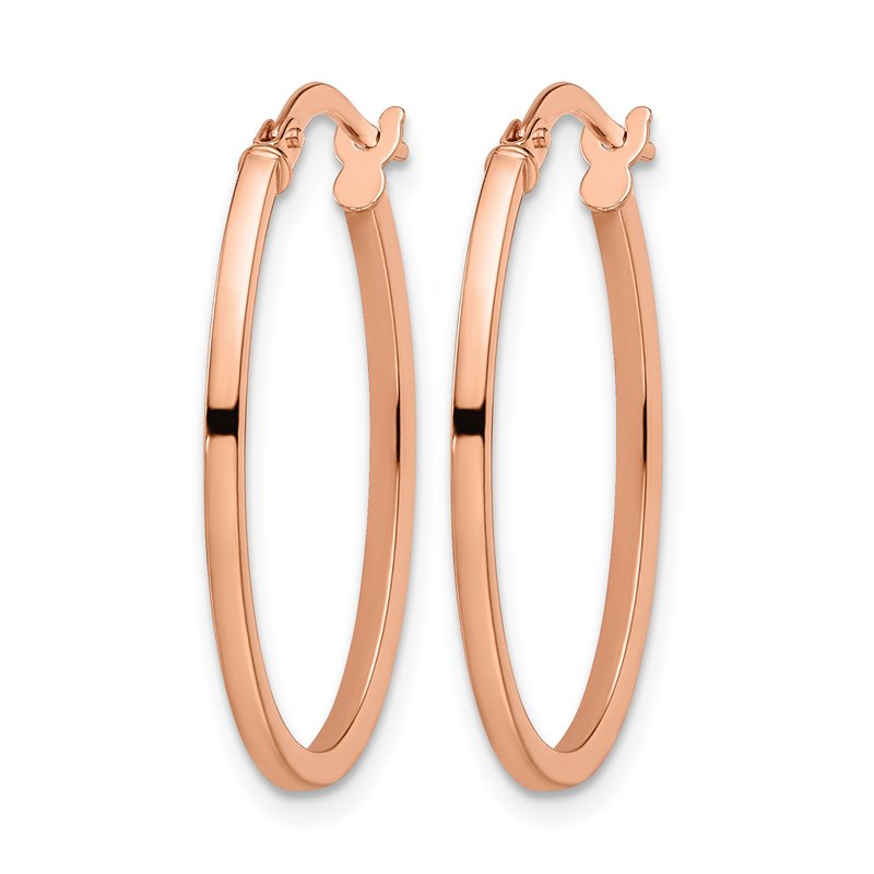 14K Rose Gold Polished Oval Hoop Earrings