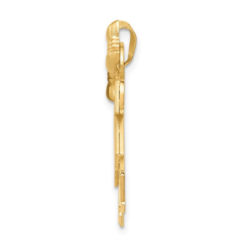 14k The Kids Solid Engravable Medium Double Girls with Bows Kiss Charm