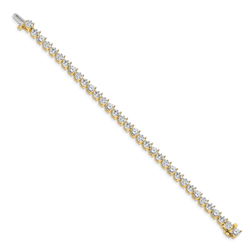 14k Complete 10.2 carat Round AA Diamond 3-prong 7 inch Tennis Bracelet