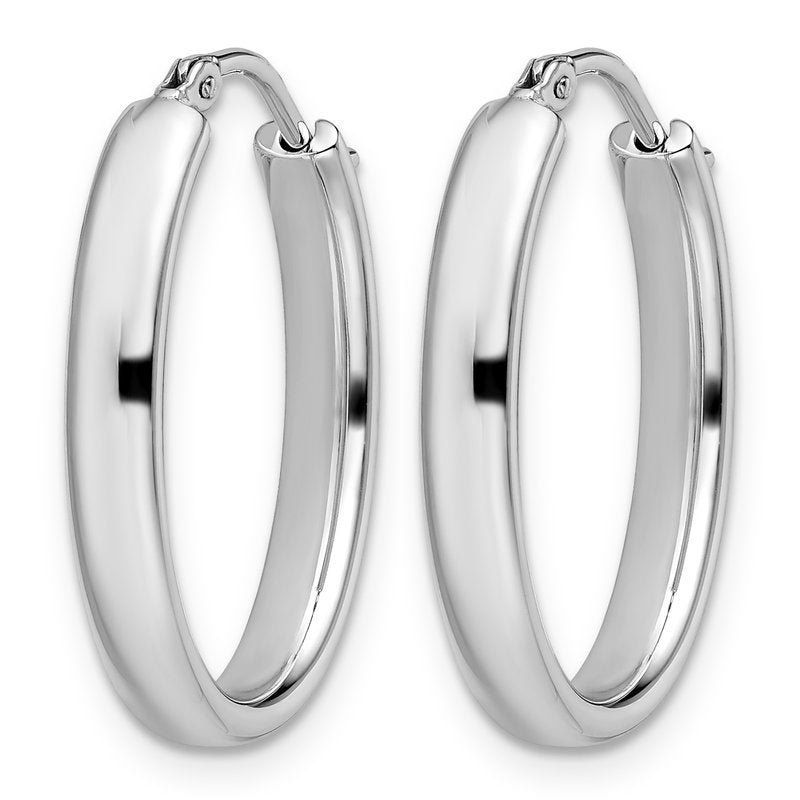 Sterling Silver RH-plated Polished Oval Hoop Earrings