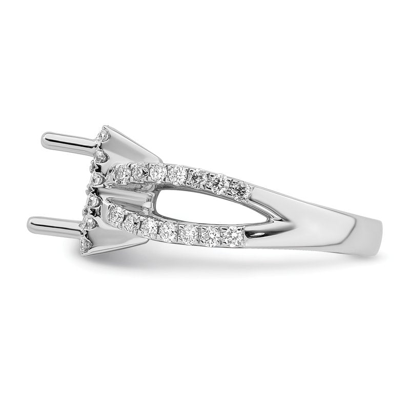 14K White Gold 3/4 carat Lab Grown Diamond VS/SI  D E F  Semi Mount Princess Halo Engagement Ring