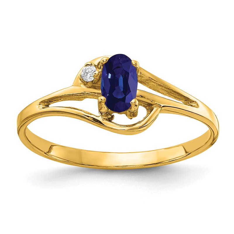 14k 5x3mm Oval Sapphire AAA Diamond ring