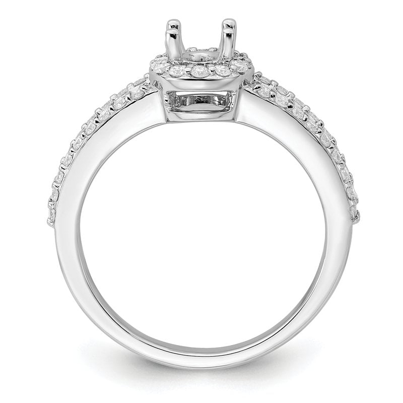 14K White Gold 1/2 carat Lab Grown Diamond VS/SI  D E F  Semi Mount Oval Halo Engagement Ring