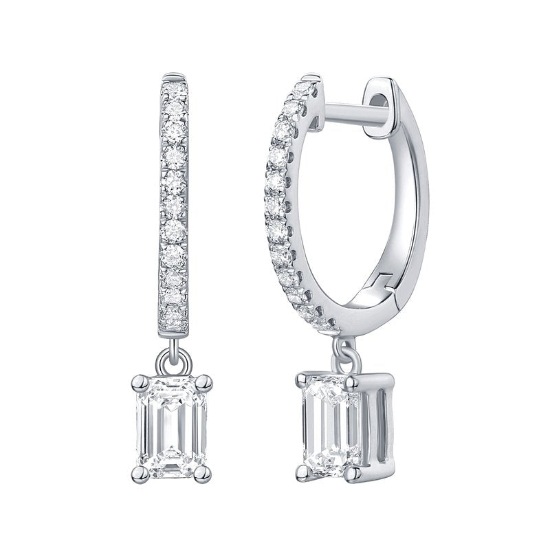 Smiling Rocks 0.75Ct E-F/SI1 Lab Grown Diamond Dangling Mini Hoop Earrings