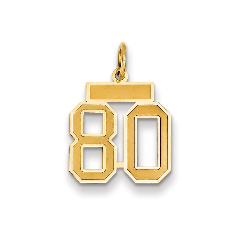 14k Small Satin Number 80 Charm