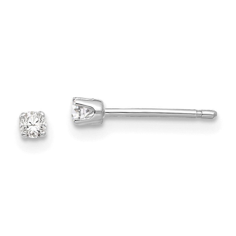 14k White Gold 2.25mm Round CZ Stud Earrings