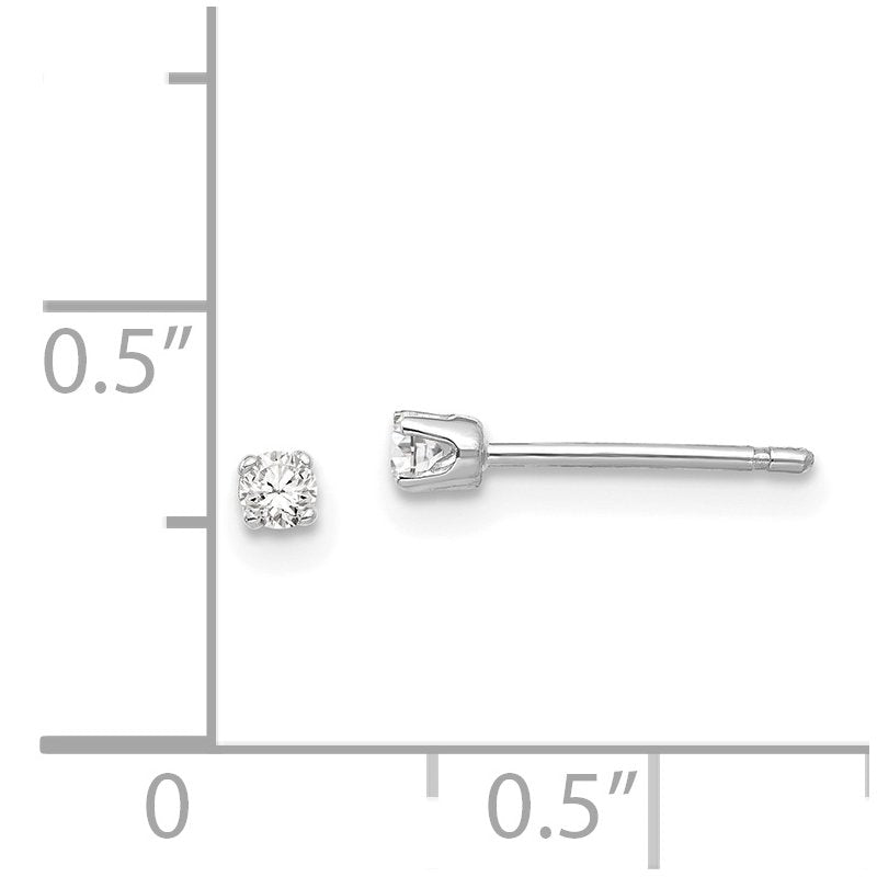 14k White Gold 2.25mm Round CZ Stud Earrings