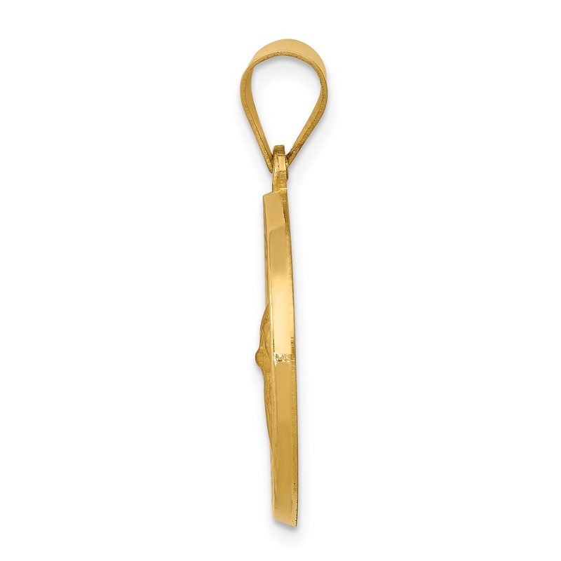 14k Polished and Satin Hollow Saint Gerard Medal Round Pendant
