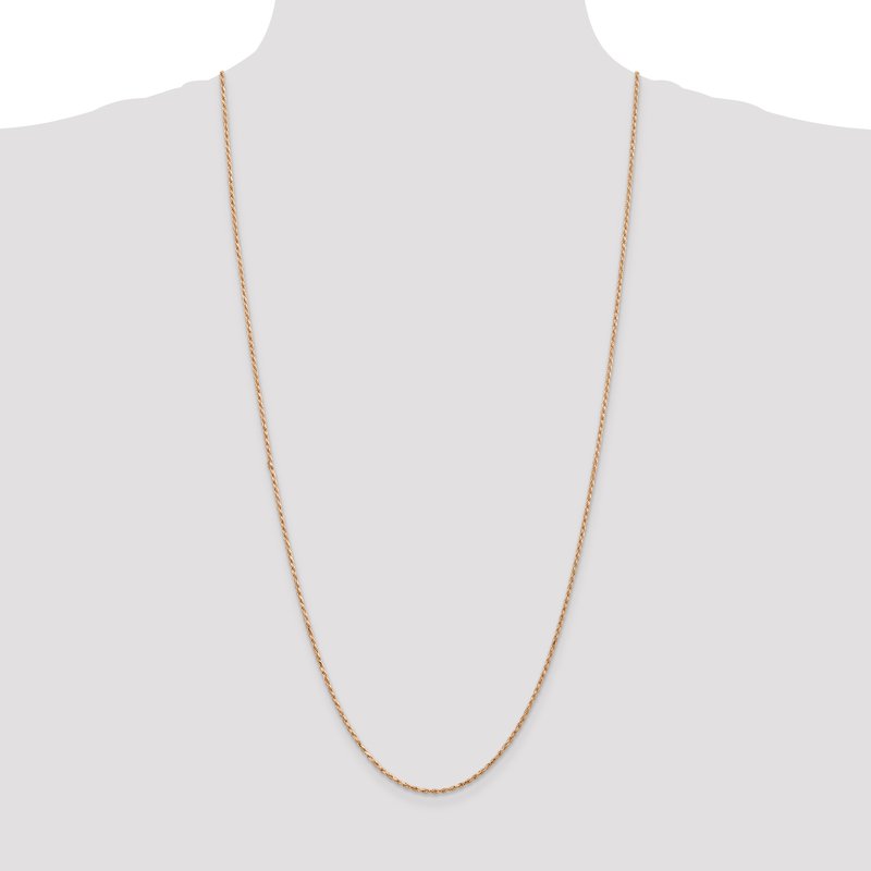14K Rose Gold 10 inch 1.8mm Diamond-cut Man Made Rope with Lobster Clasp Anklet