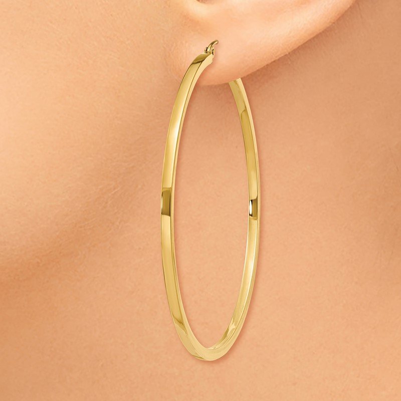 14k 2mm Square Tube Hoop Earrings