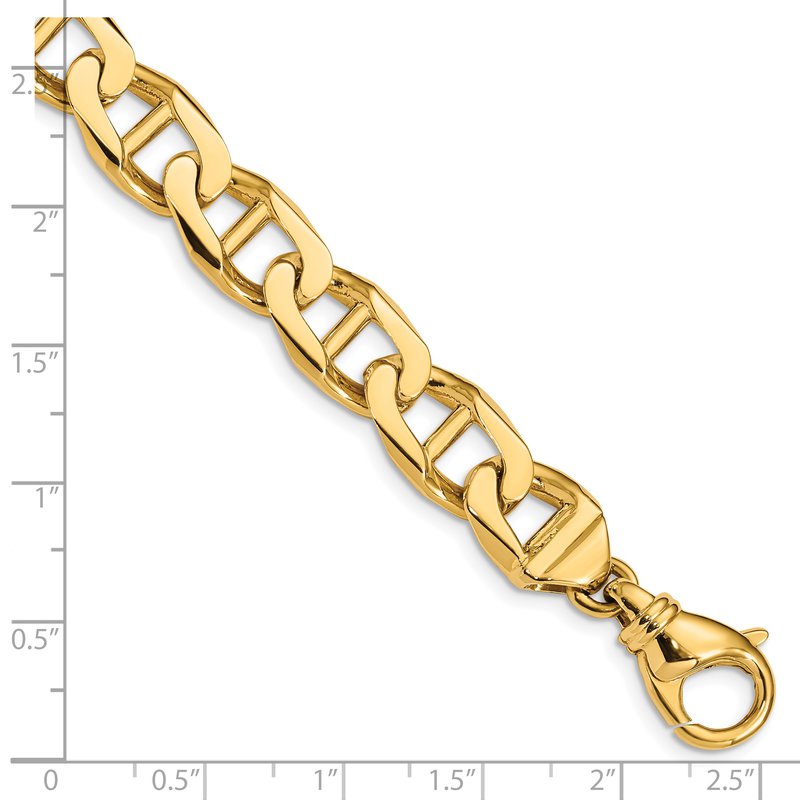 14K 20 inch 10.3mm Hand Polished Fancy Anchor Link with Fancy Lobster Clasp Chain