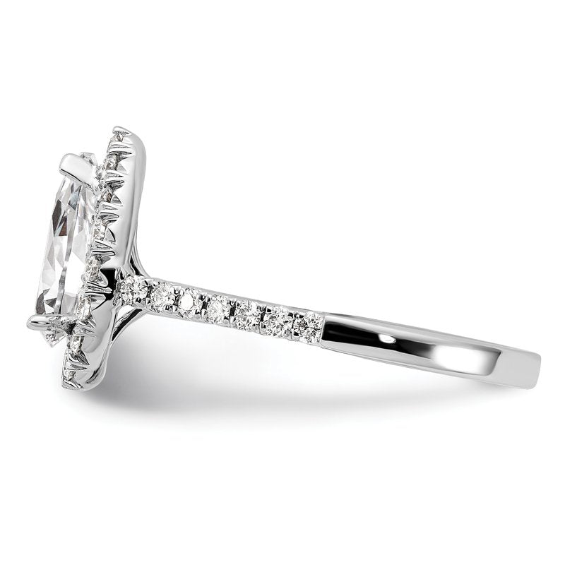 14K White Gold 1/3 carat Lab Grown Diamond VS+ F+ Semi-Mount Pear Halo Engagement Ring