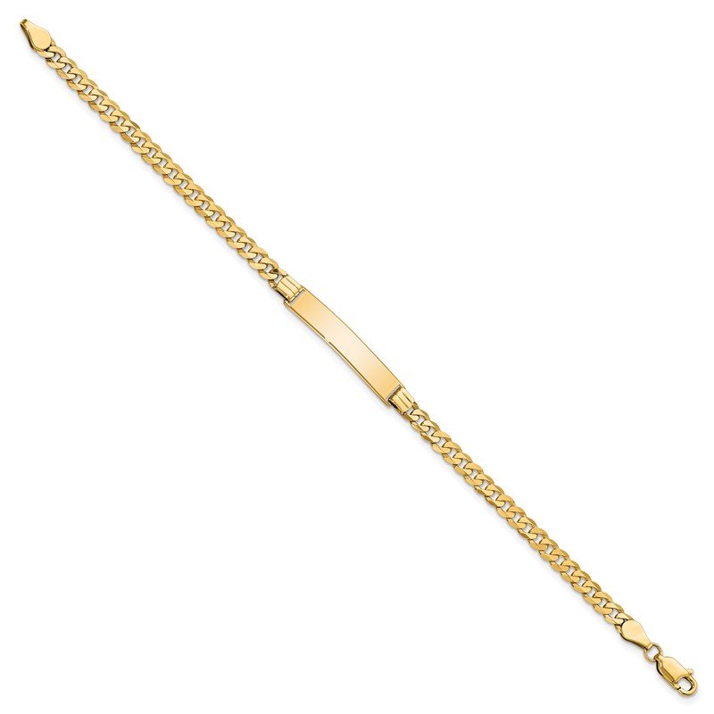 14k Polished Solid Chain/Solid Plate Flat Curb Link 26.5x5.5mm Plate 7 inch ID Bracelet