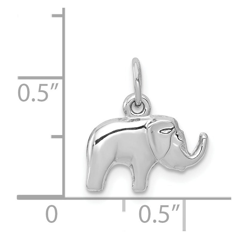 14k White Gold Small Polished Elephant Charm