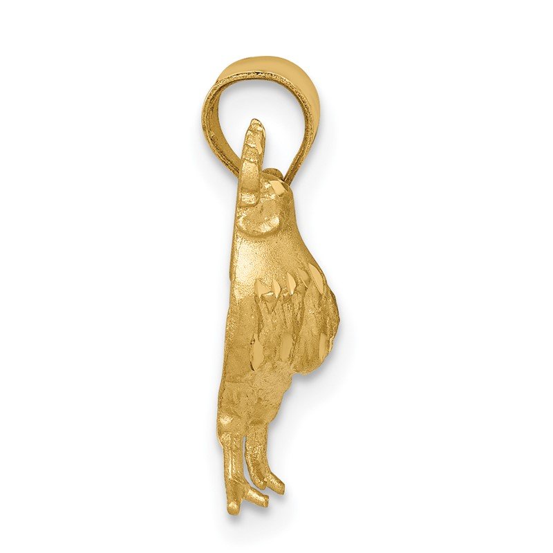 14k Satin Diamond-cut Rooster Pendant