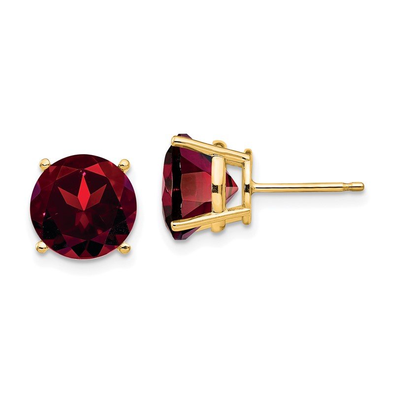 14k 9mm Round Garnet Post Earrings