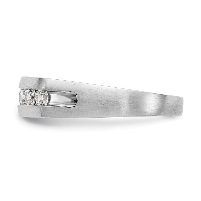 14K White Gold Men's 1/2 carat Lab Grown Diamond VS+ F+ Complete Channel Band