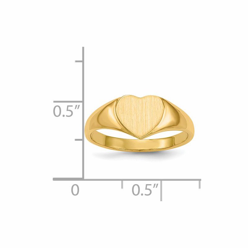 14k 8.5x7.5mm Open Back Heart Signet Ring