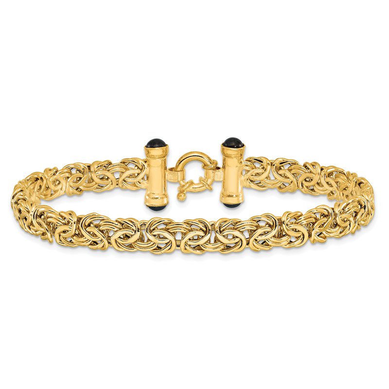 14K Polished Fancy Link with Black Onyx Bracelet