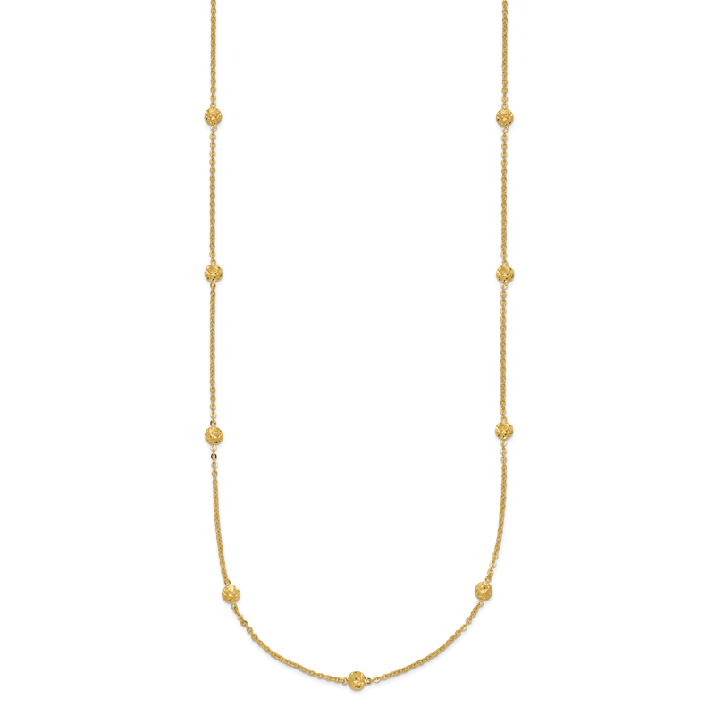 14k Polished Diamond-cut Tiny Puffed Circles 15-Station 18 inch Necklace