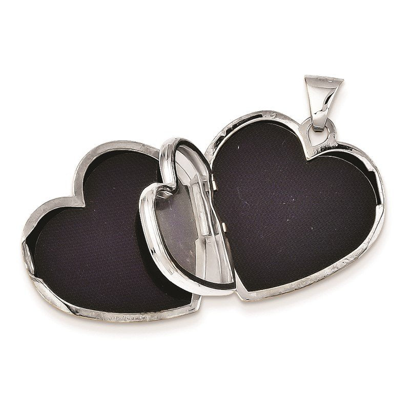14k White Gold Polished Domed 21mm Heart Family Locket Holds 4 Photos