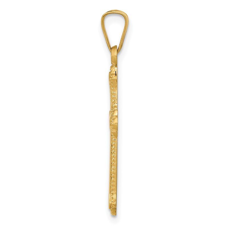 14k Polished Fleur de Lis Cross Pendant