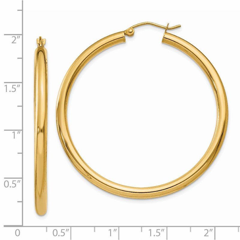 14K 3x45mm Polished Lightweight Tube Hoop Earrings