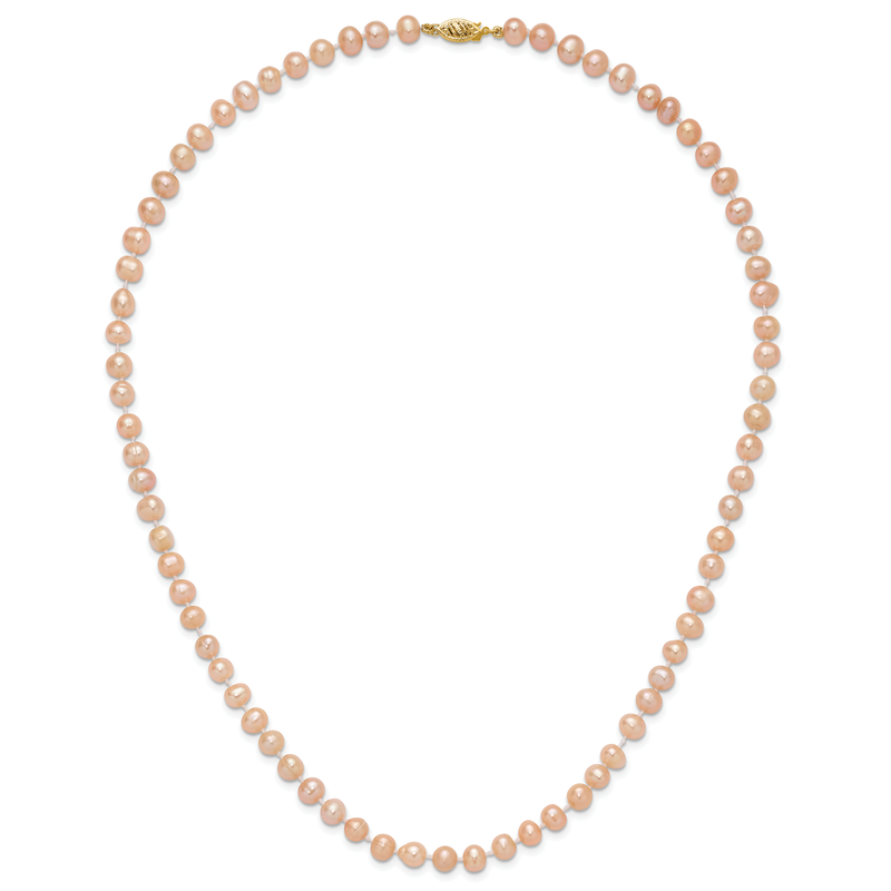 14k 6-7mm Pink Near-Round Freshwater Cultured Pearl 16 inch Necklace