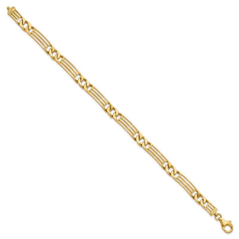 14k Polished 7mm Fancy Curb Link and Bars 8.5 inch Bracelet