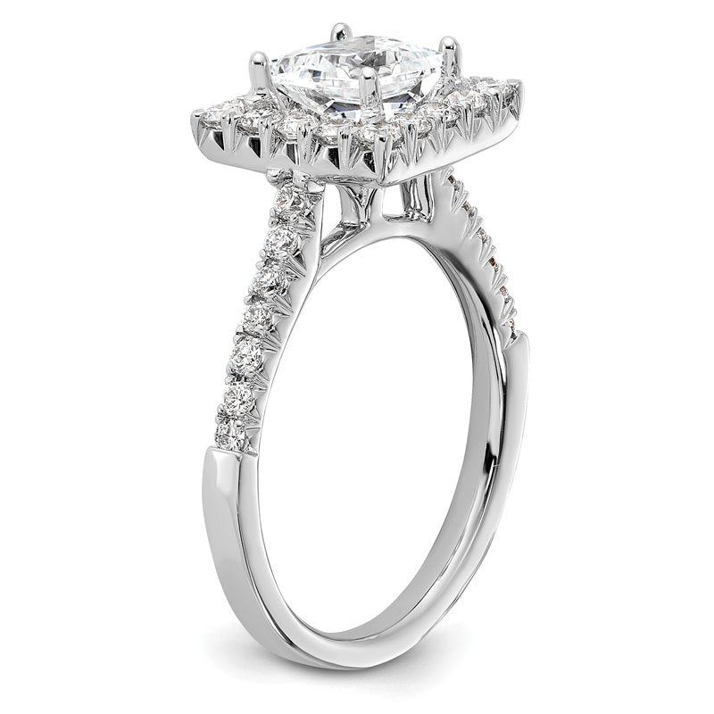 14K White Gold 1/3 carat Lab Grown Diamond VS+ F+ Semi-Mount Princess Halo Engagement Ring
