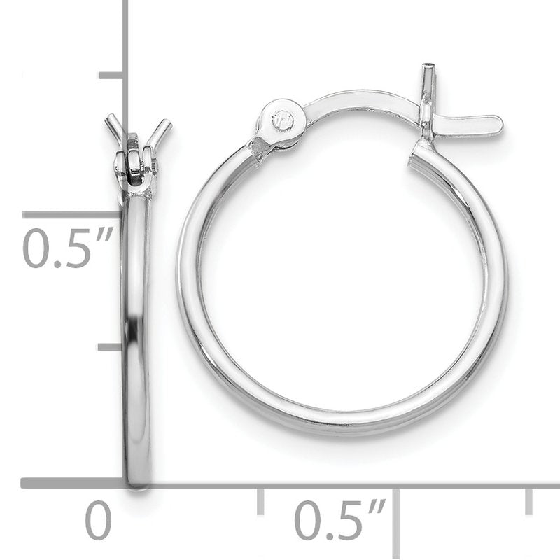 Sterling Silver Rhodium-plated Polished Hinged Hoop Earrings