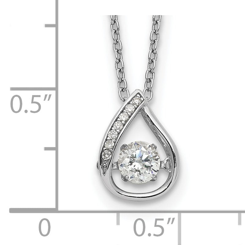 Sterling Silver Rhodium-plated Brilliant-cut Vibrant CZ Teardrop 18 Inch Necklace