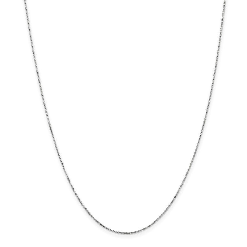 14K White Gold 14 inch .8mm Diamond-cut Cable with Lobster Clasp Chain