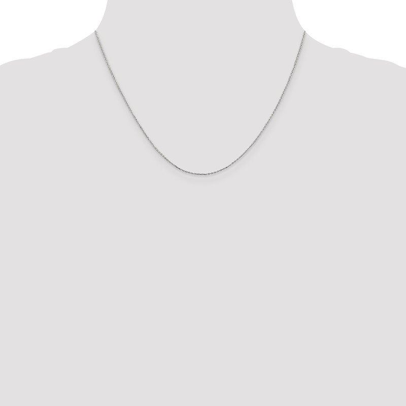 14K White Gold 14 inch .8mm Diamond-cut Cable with Lobster Clasp Chain
