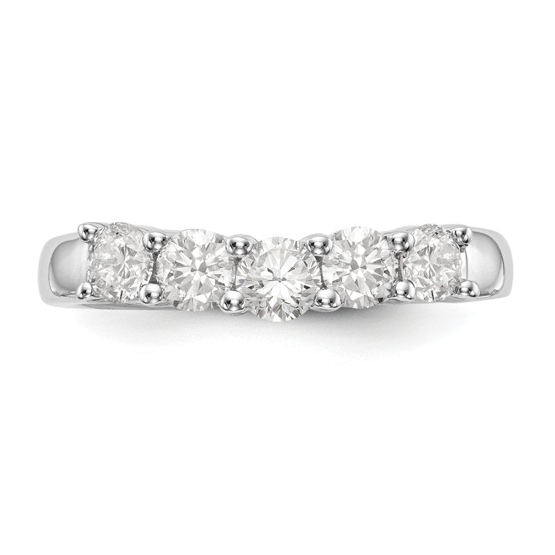 14K White Gold 7/8 carat Lab Grown Diamond VS/SI  D E F  5 Stone Band