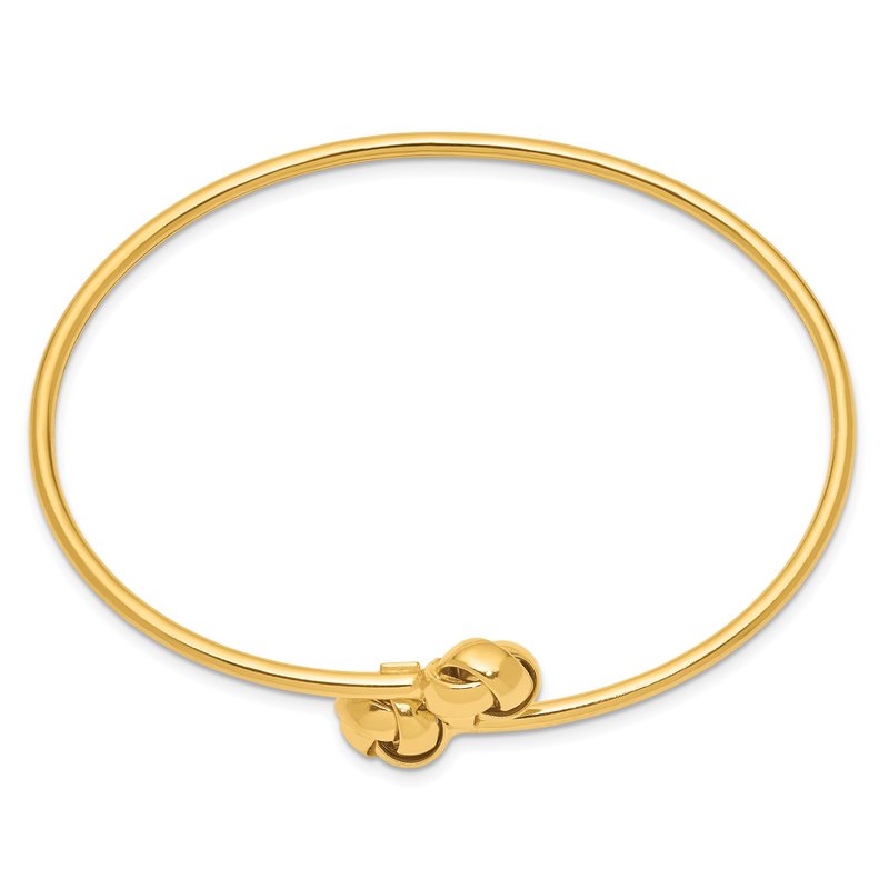 14K Polished 9.5mm Love Knot 2.00mm Flexible Oval Bangle Bracelet