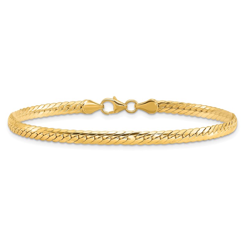 14k Polished 3mm Fancy Curb Link 7.5 inch Bracelet