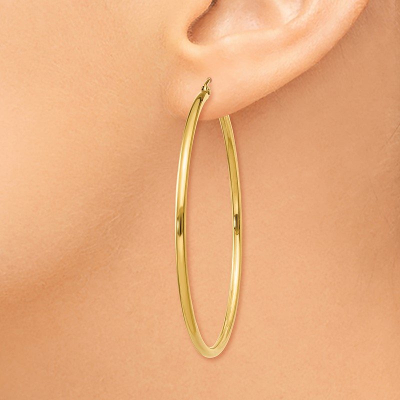 14k 2x50mm Polished Tube Hoop Earrings