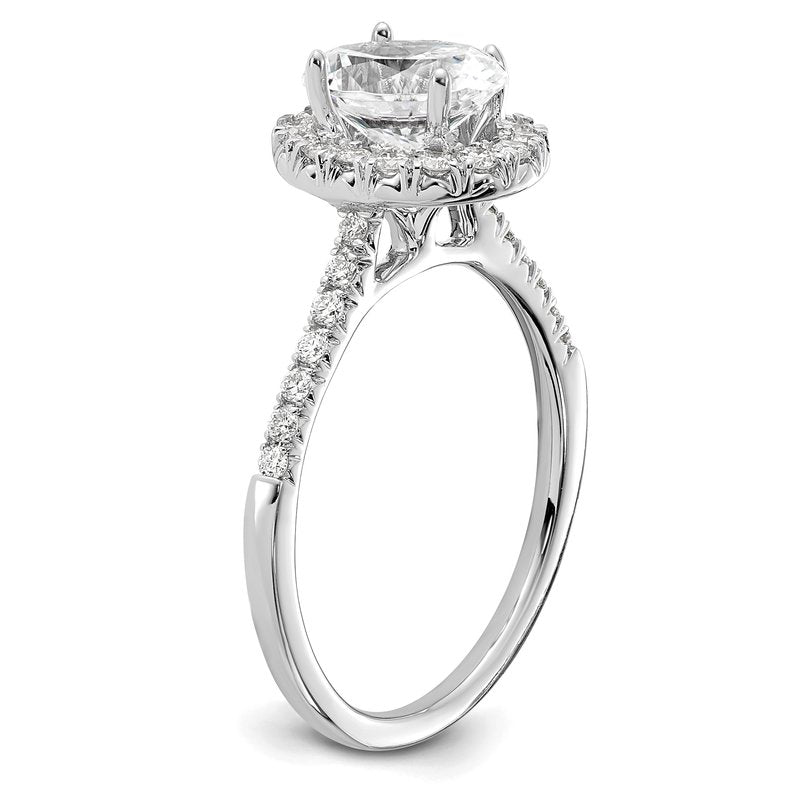 14K White Gold 1/3 carat Lab Grown Diamond VS+ F+ Semi-Mount Oval Halo Engagement Ring