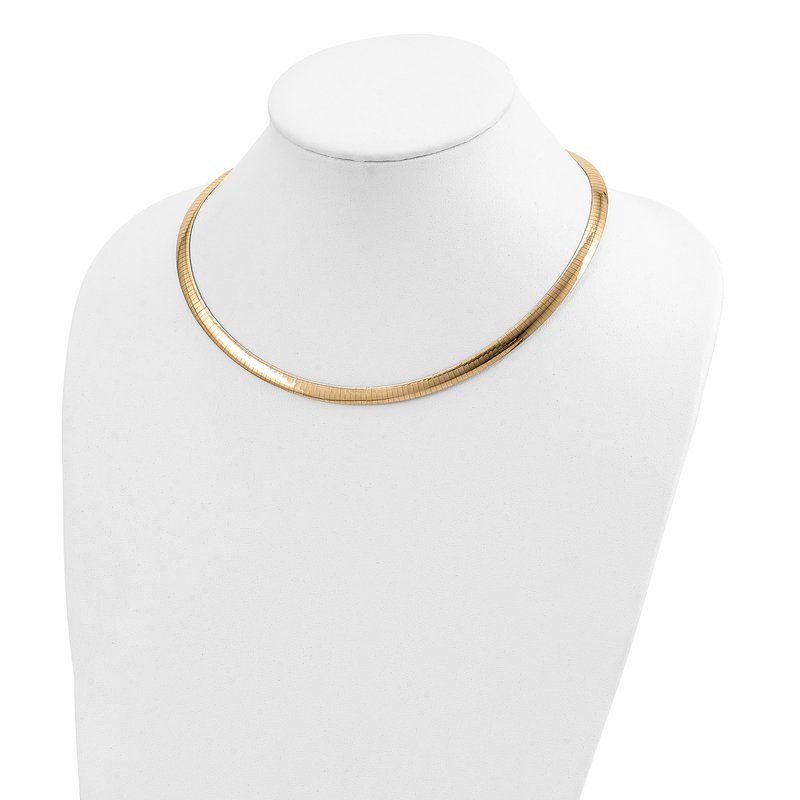 14k Two-tone 6mm Reversible White and Yellow 16 inch Domed Omega Necklace