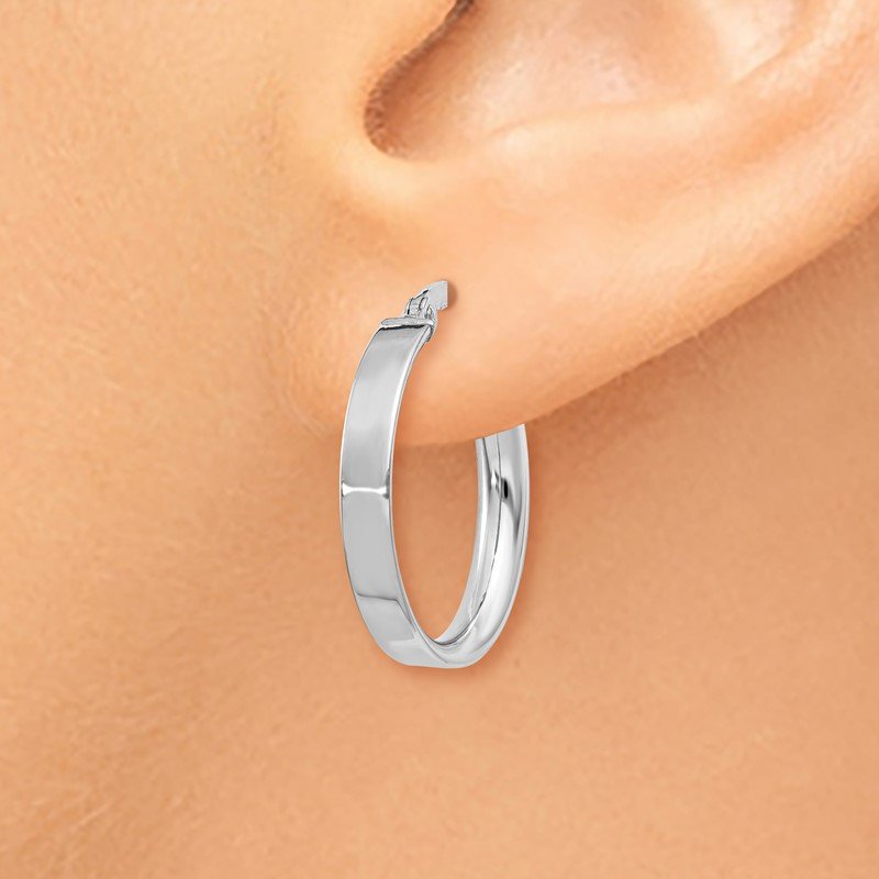 14K White Gold 3mm Small Hoop Earrings
