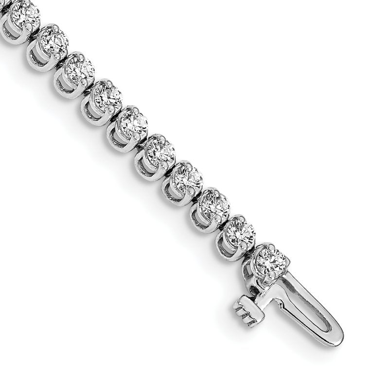 14k White Gold Complete 2.9 carat Round AA Diamond 2-prong 7 inch Tennis Bracelet